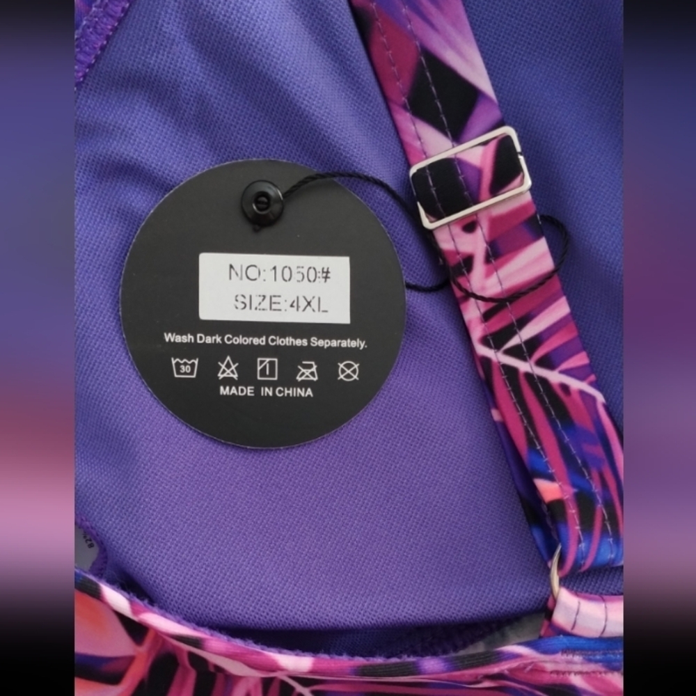 Mooncore V-Neck Twist Tankini Set, Size 4XL, Pink Purple, NWT - Picture 7 of 8